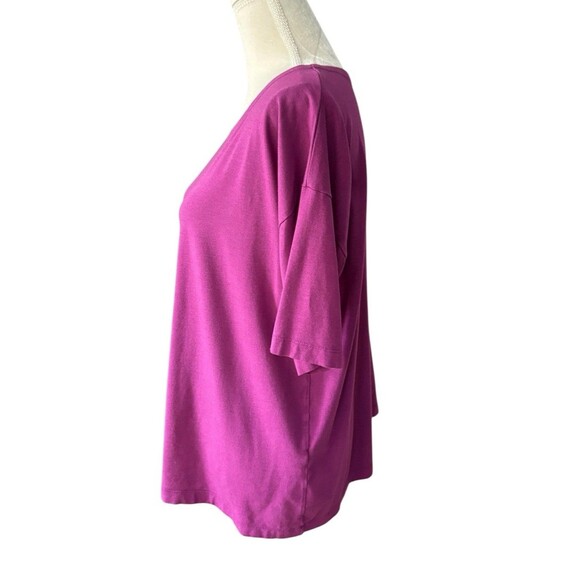 J. Jill Pima Cotton Elbow Sleeve Tee Women's Size Large Purple Soft Stretch - Picture 2 of 15